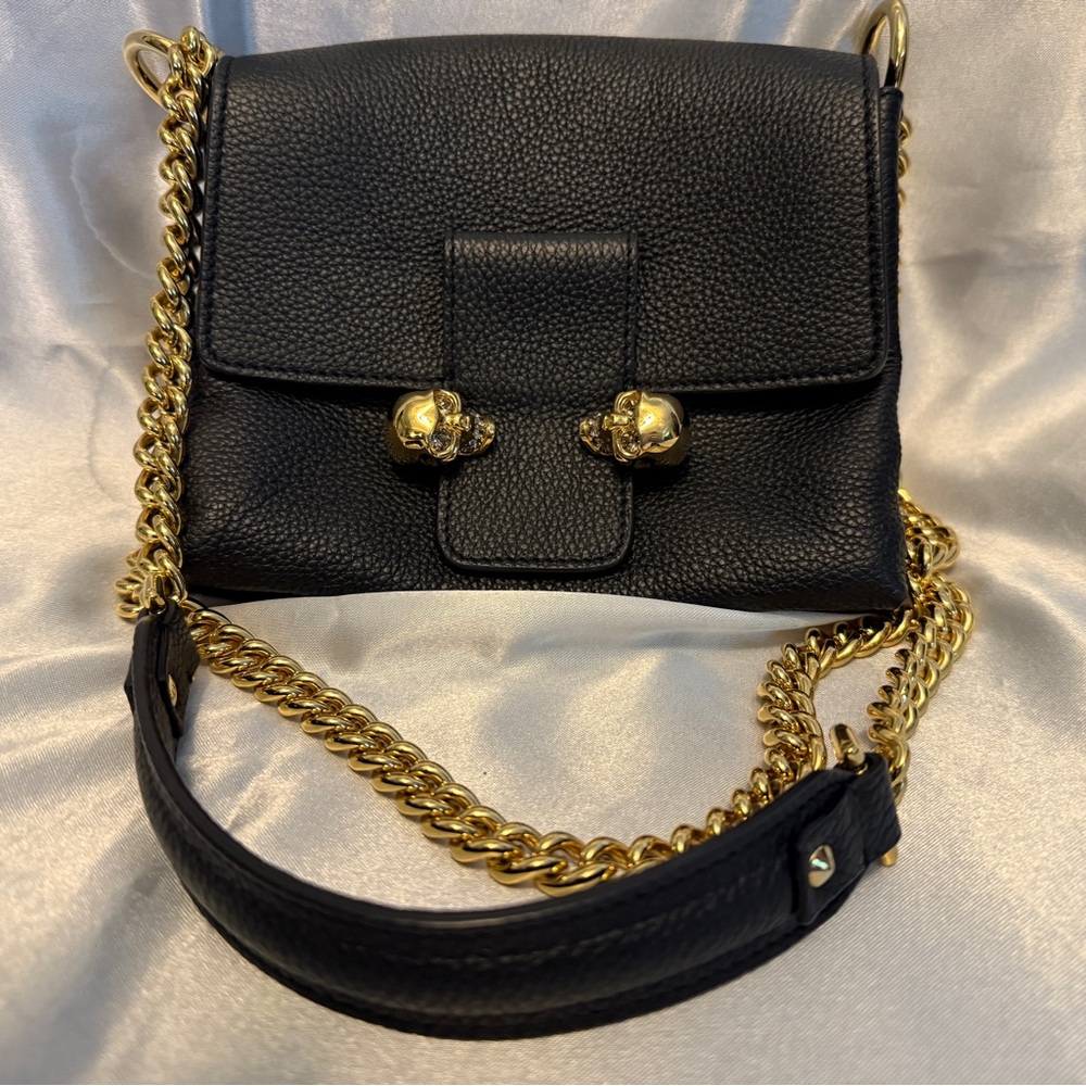 Authentic Alexander McQueen Black Leather Bag and Card Holder